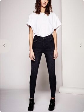 NWT Current Elliott High Waist Stiletto Pants In 1 Year Worn Black Size 26 $228